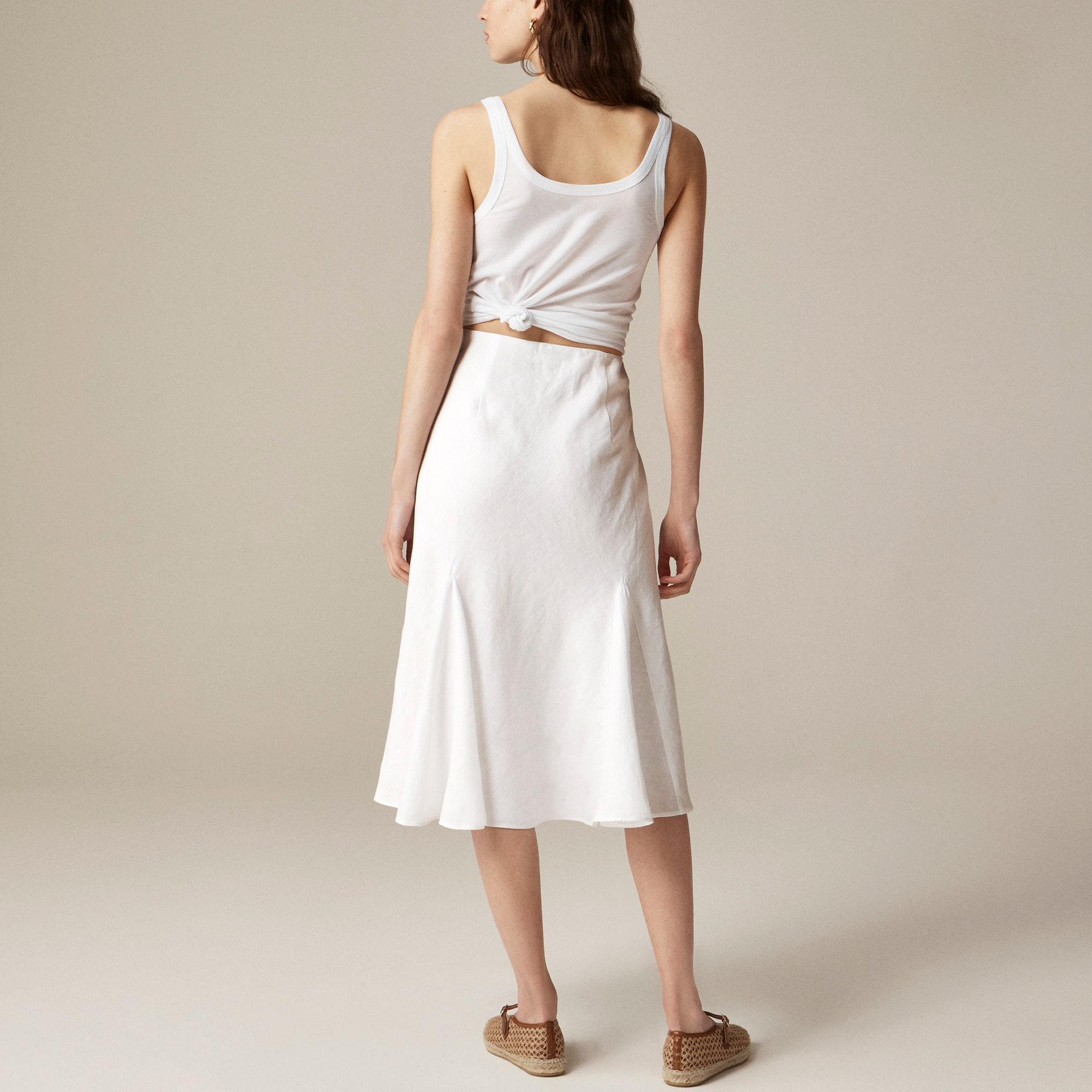 Gwyneth flounce-hem slip skirt in linen Product Image