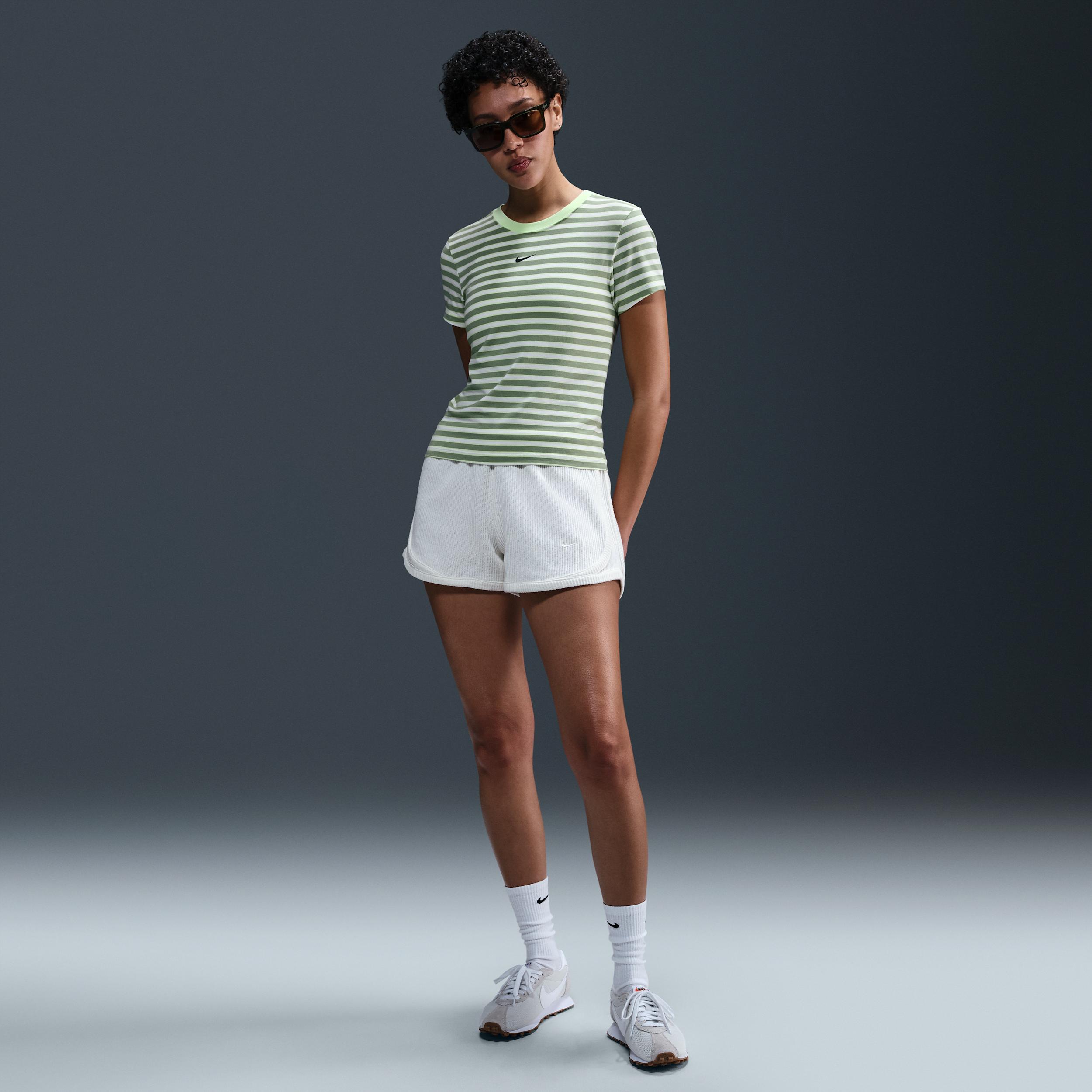 Womens Nike Sportswear Chill Knit Slim Striped T-Shirt | HF9524-360 Product Image