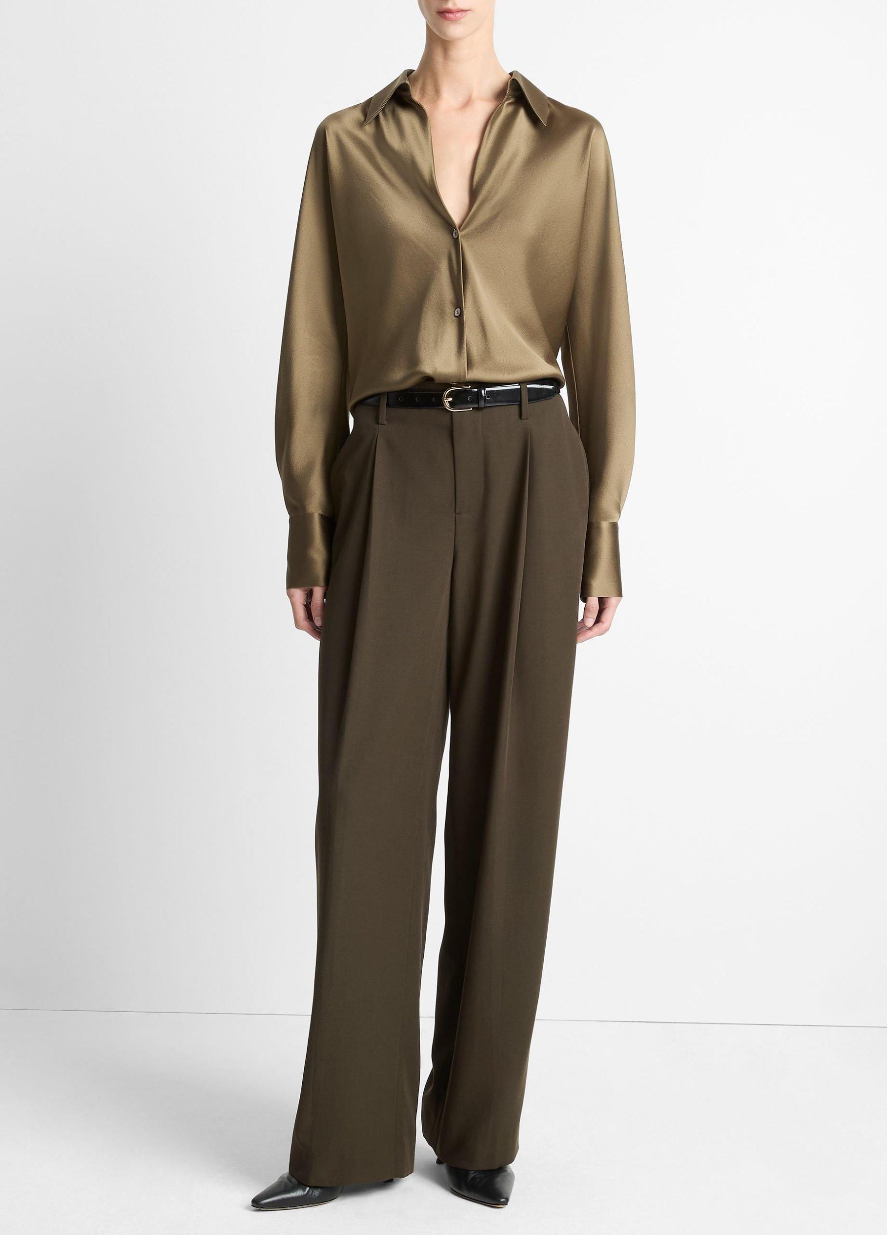 Silk Bias Long-Sleeve Blouse Product Image