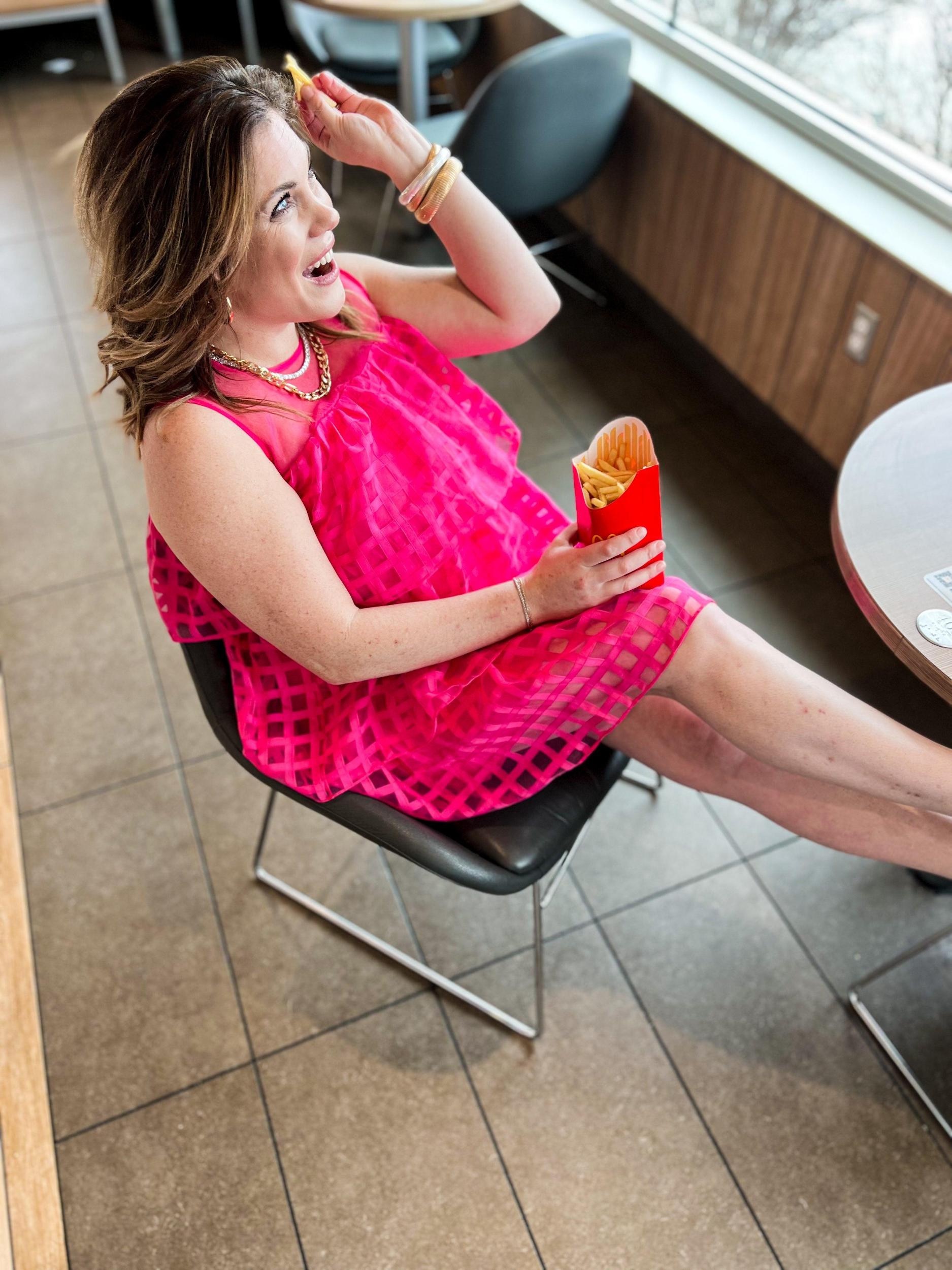 Molly Hot Pink Organza Dress Product Image