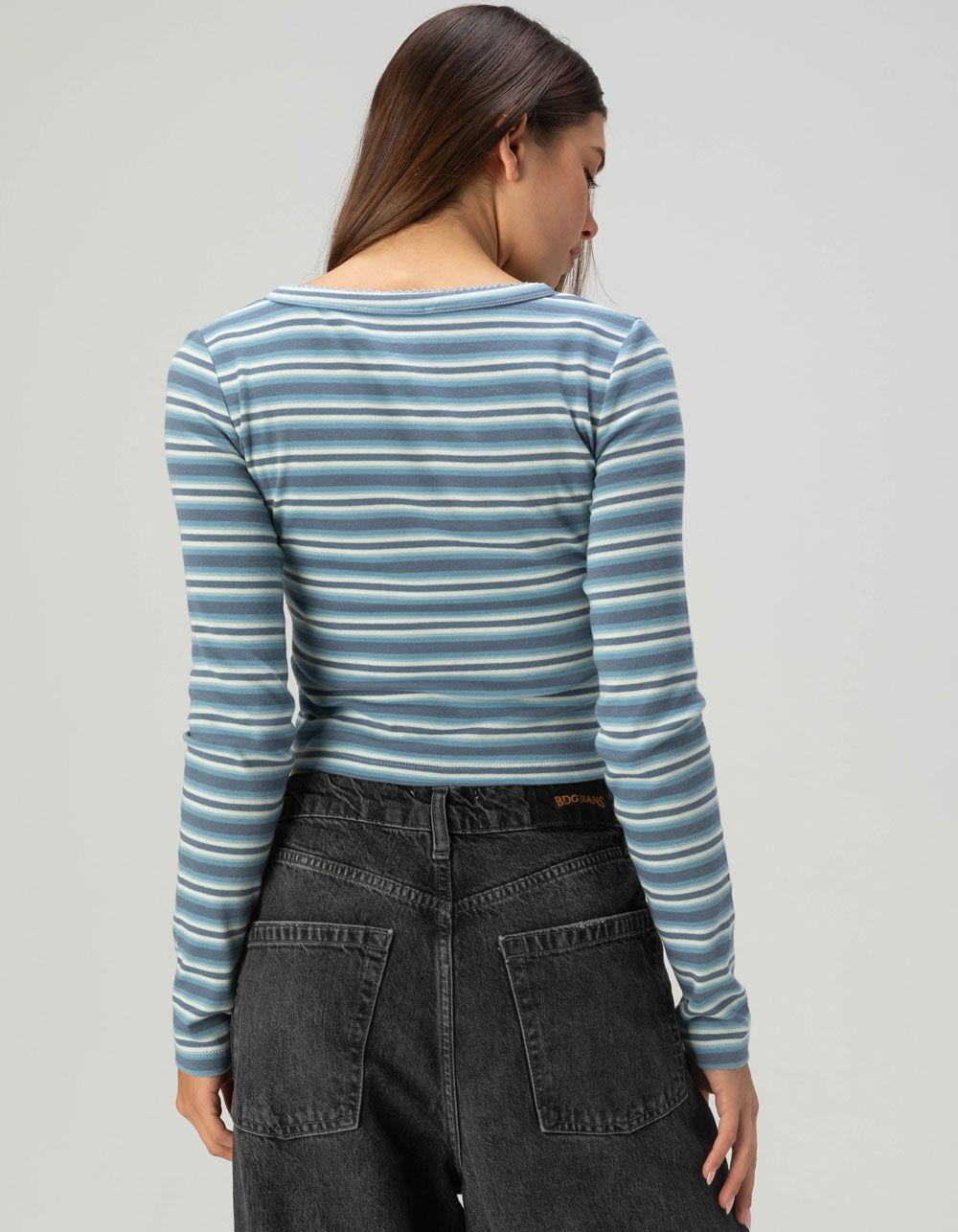 BDG Urban Outfitters Stripe Womens Long Sleeve Top - BLUE COMBO Product Image