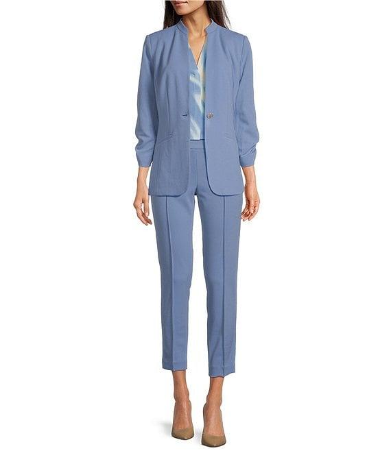 Calvin Klein Stretch Scuba Crepe Stand Collar Coordinating 3/4 Sleeve Jacket Product Image