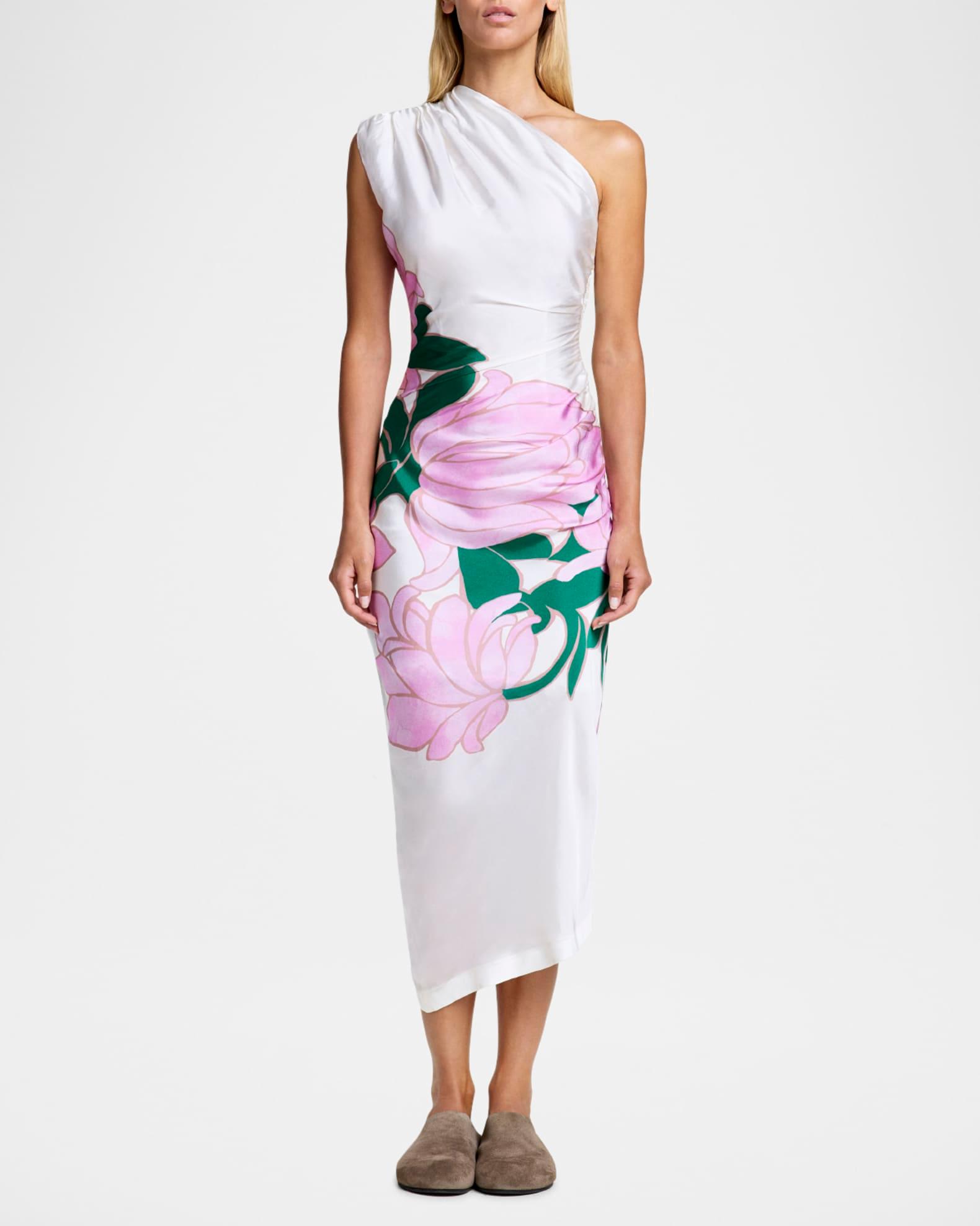 Magnolia Ruched Asymmetric Midi Dress Product Image