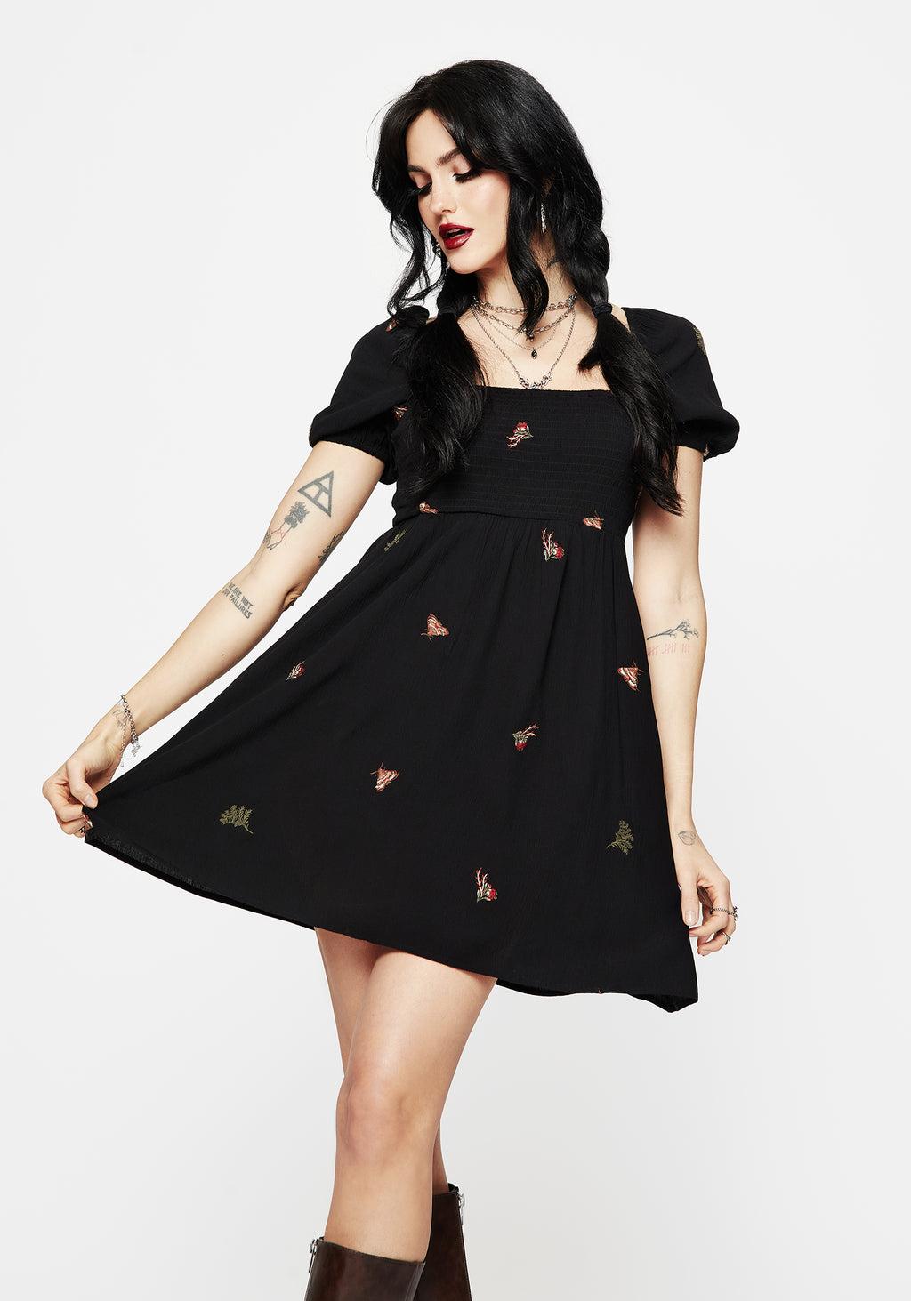 Copia Moth Embroidered Puff Sleeve Mini Dress Product Image