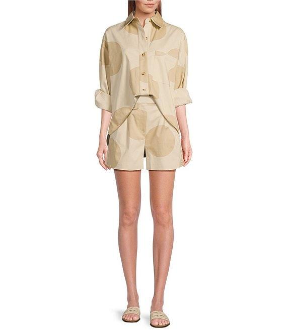 Le' AL.X Polka Dot Woven High Rise Coin Pocket Pleated Trouser Coordinating Shorts Product Image