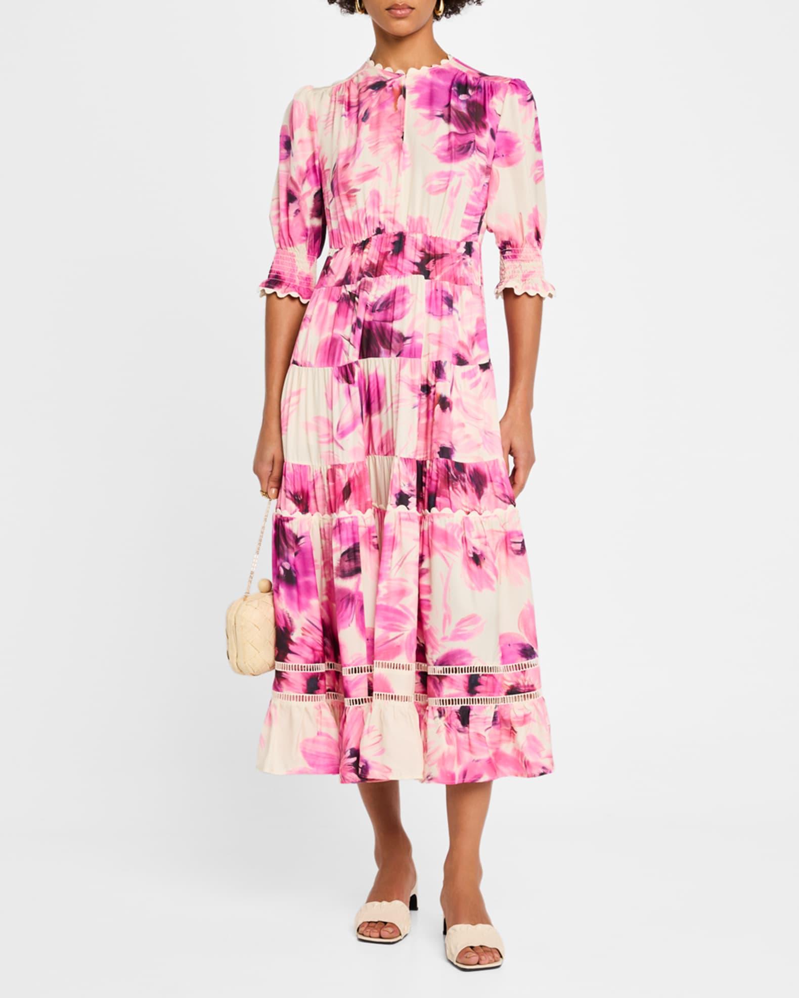 Daphne Tiered Floral-Print Midi Dress Product Image