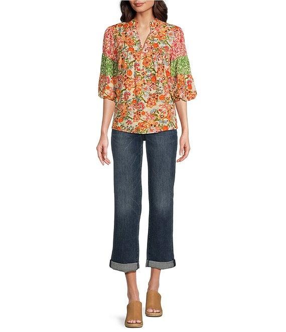 NYDJ Bailey Stretch Denim High Rise Straight Leg Cropped Jeans Product Image