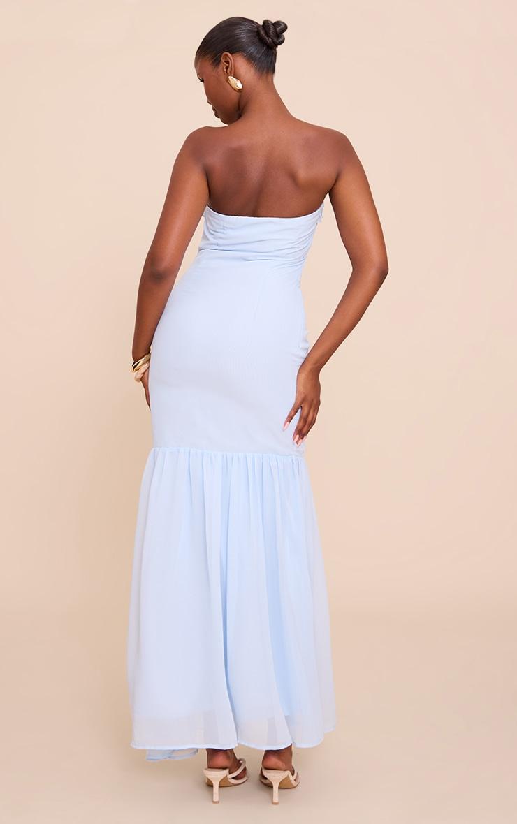 Light Blue Chiffon Bandeau Frill Detail Maxi Dress Product Image