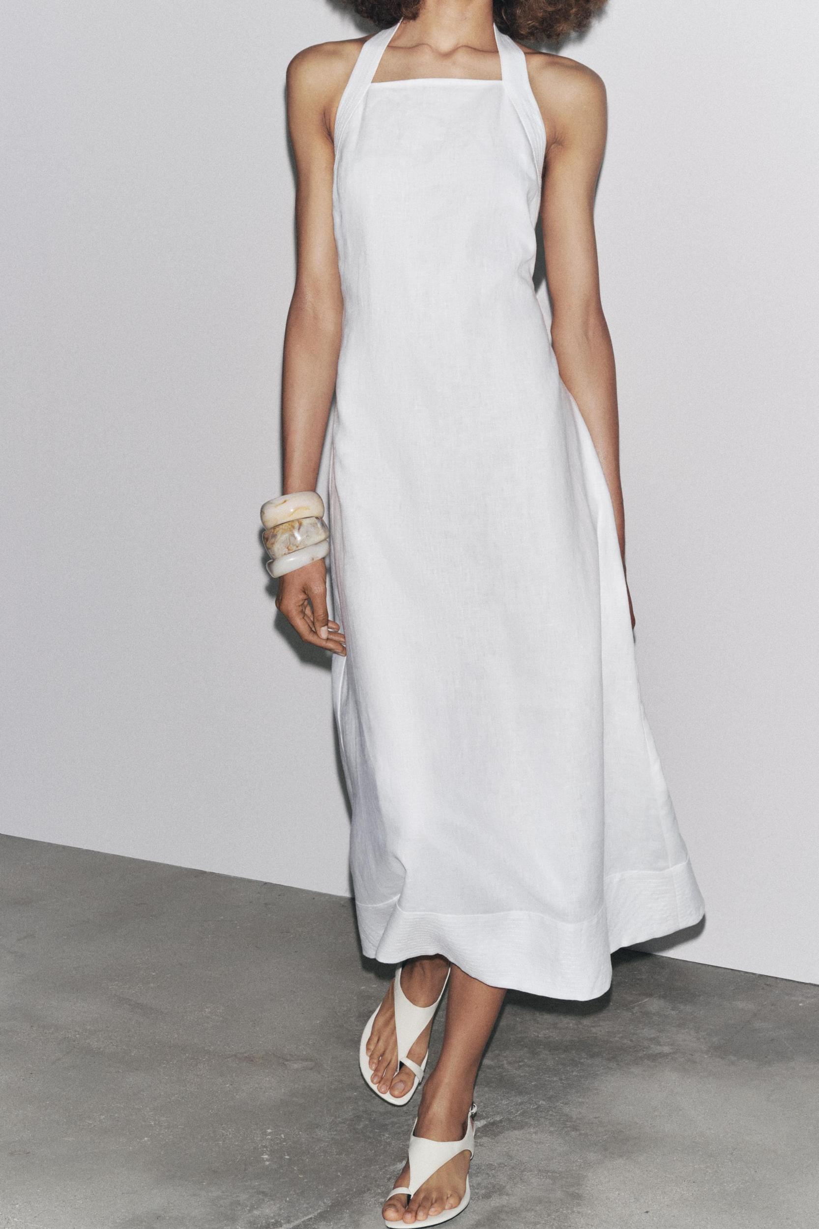 100% LINEN HALTER DRESS ZW COLLECTION Product Image