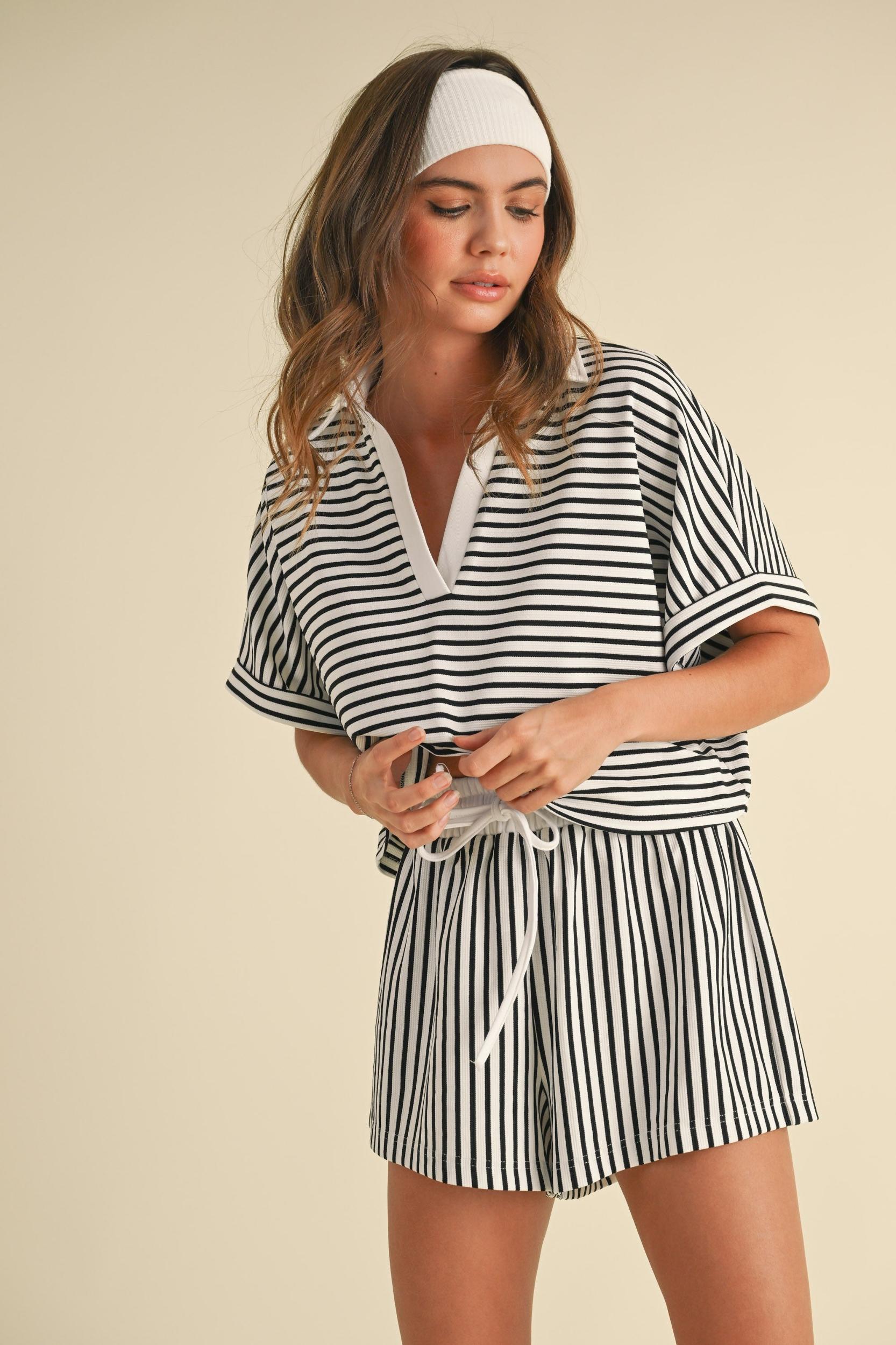 Striped Polo Lounge Set Product Image