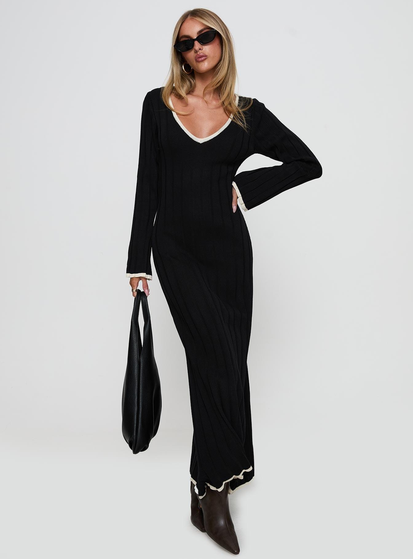 Claira Long Sleeve Maxi Dress Black Product Image