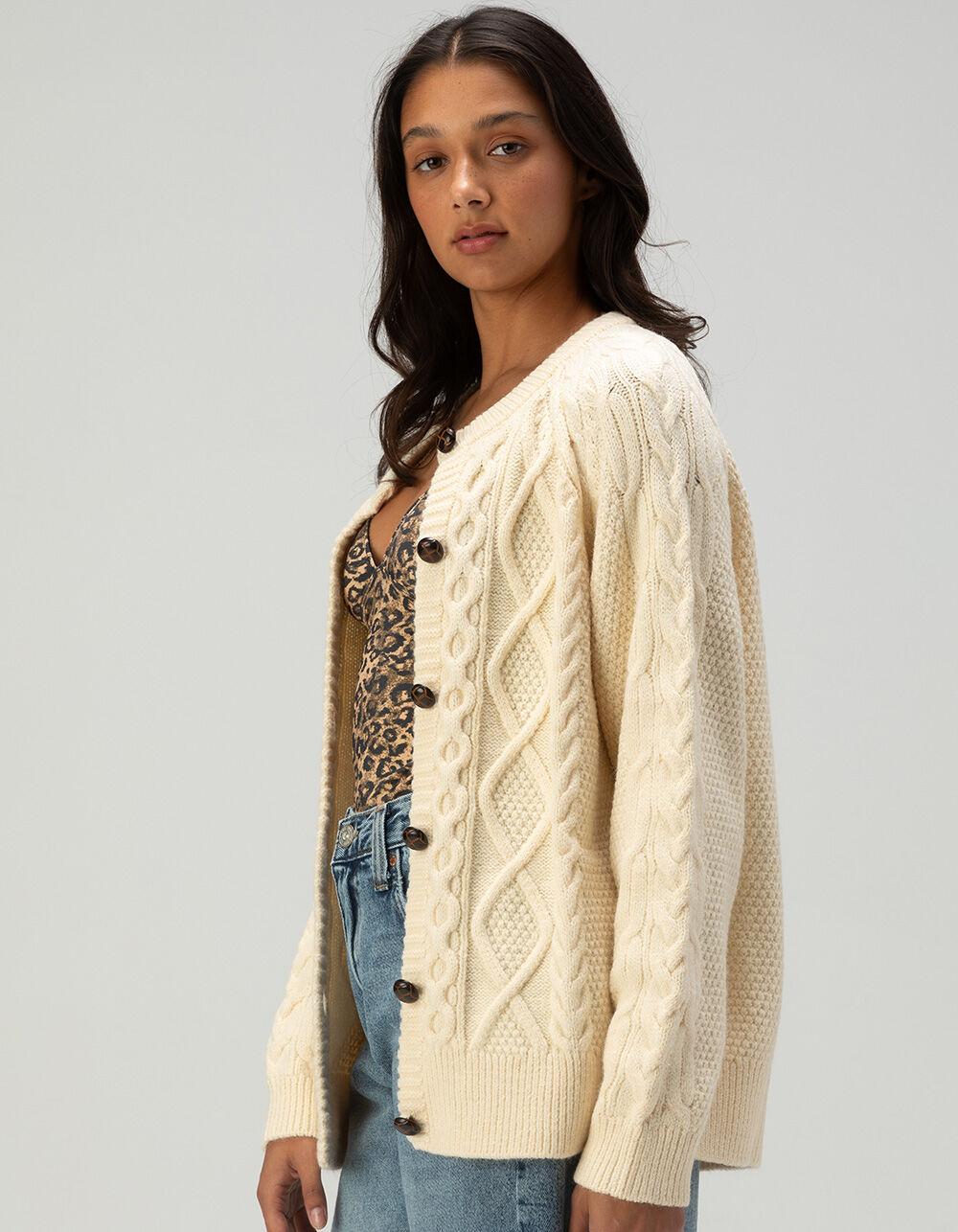 BDG Urban Outfitters Vintage Cable Knit Womens Cardigan - CREAM Product Image