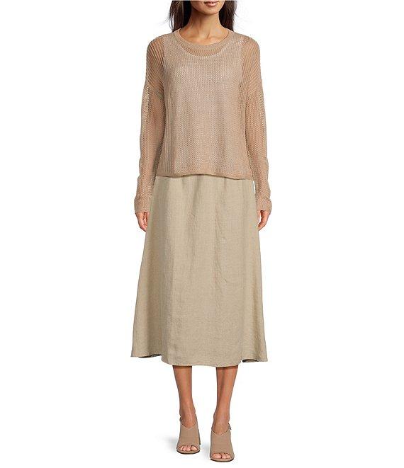 Eileen Fisher Organic Linen Gathered Pull-On Skirt Product Image