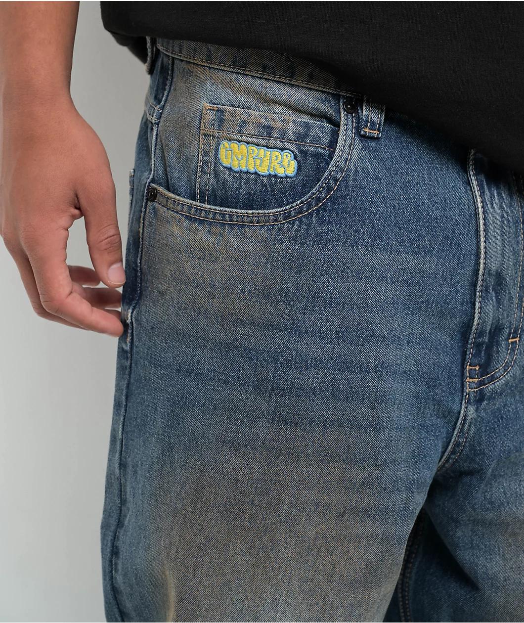 Empyre Dirty Wash Blue Ultra Loose Skate Jeans Product Image