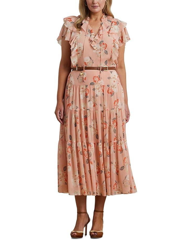 Floral Ruffle-Trim Georgette Gown Product Image