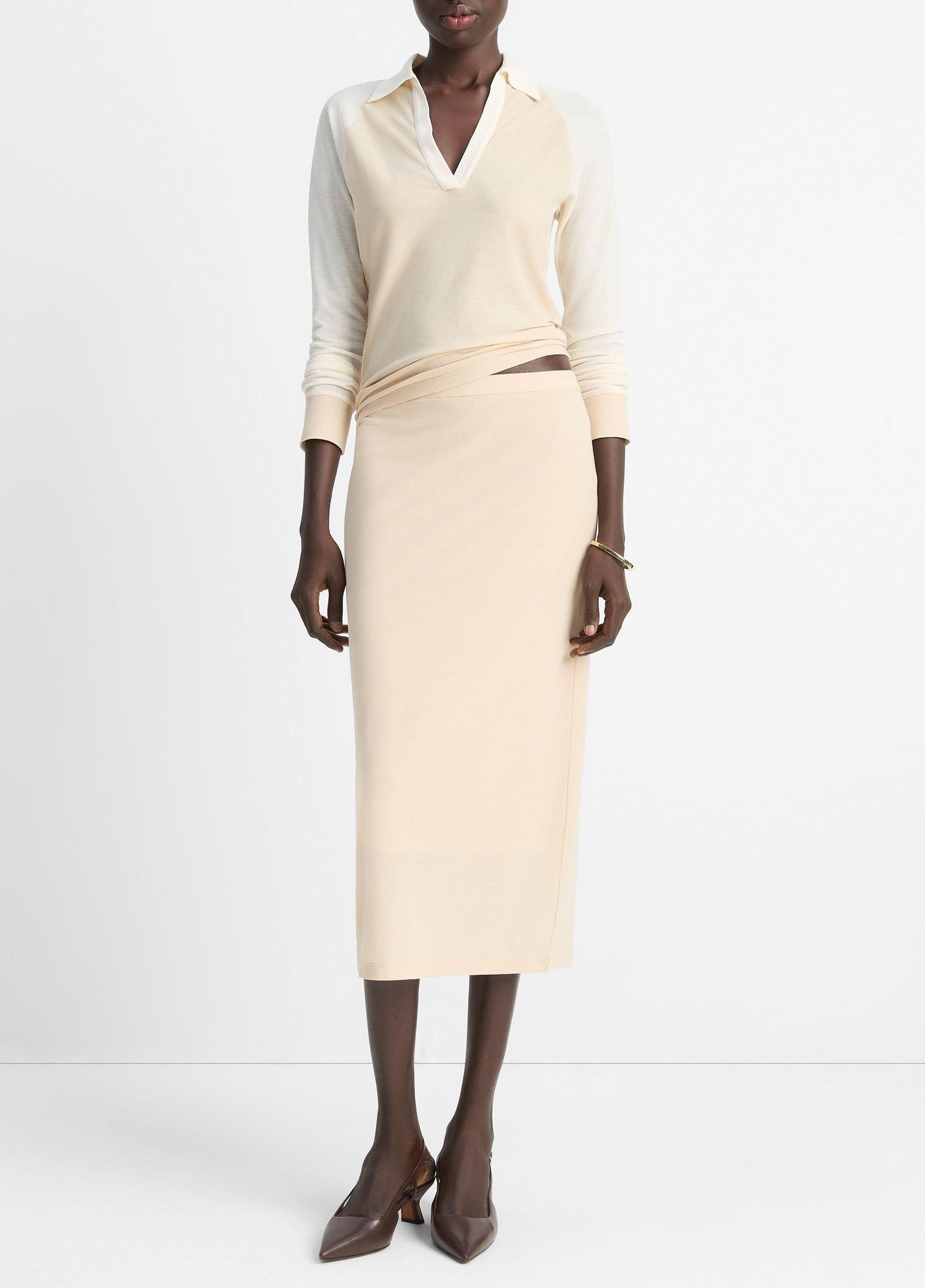 Cotton Crepe Jersey Midi Skirt Product Image