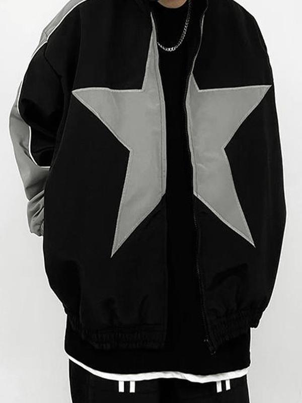 Men's Color Block Star Splice Jacket Product Image
