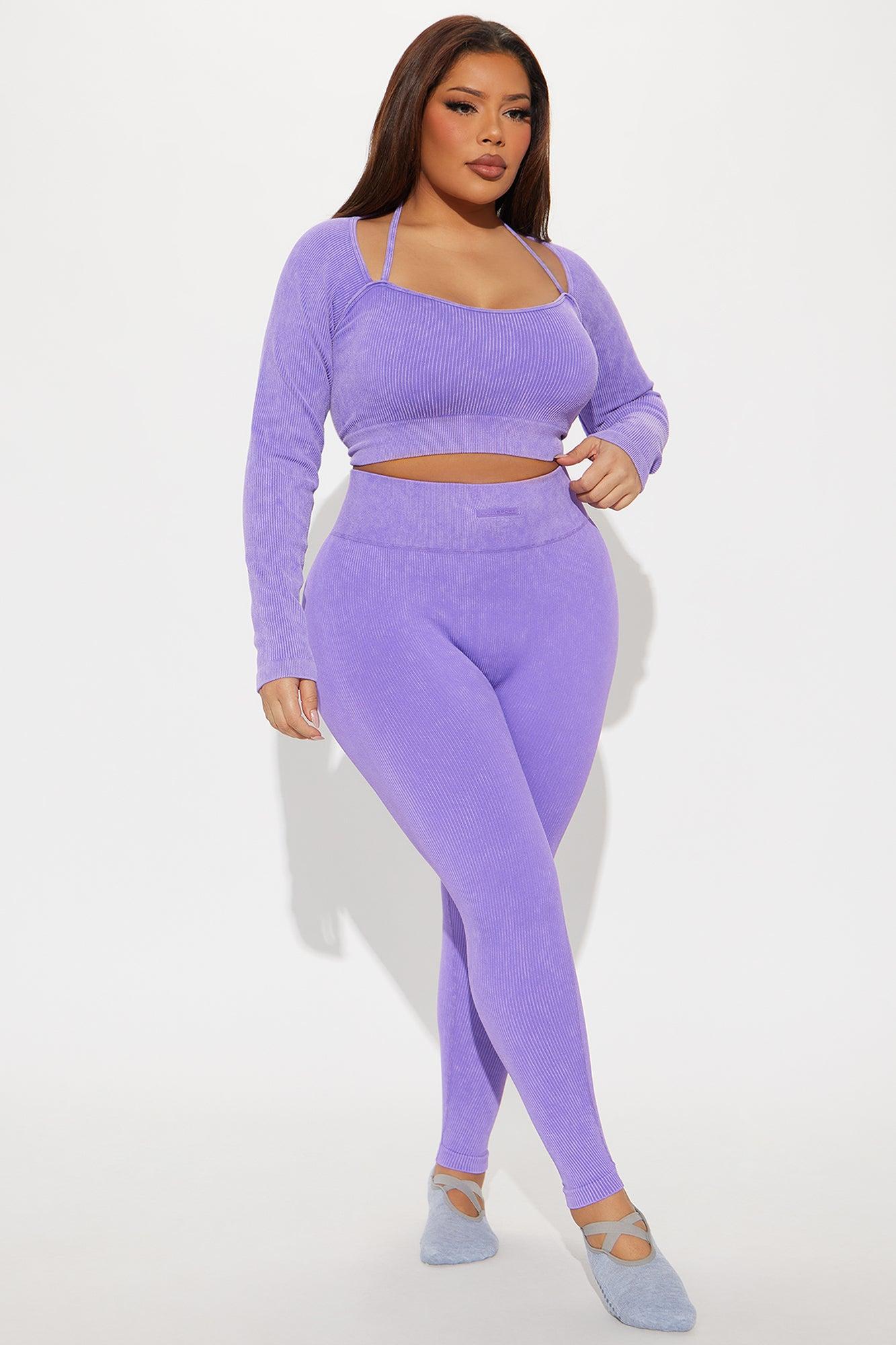 Fighter Ribbed Active Legging Washed Effortless Seamless - Lavender Product Image