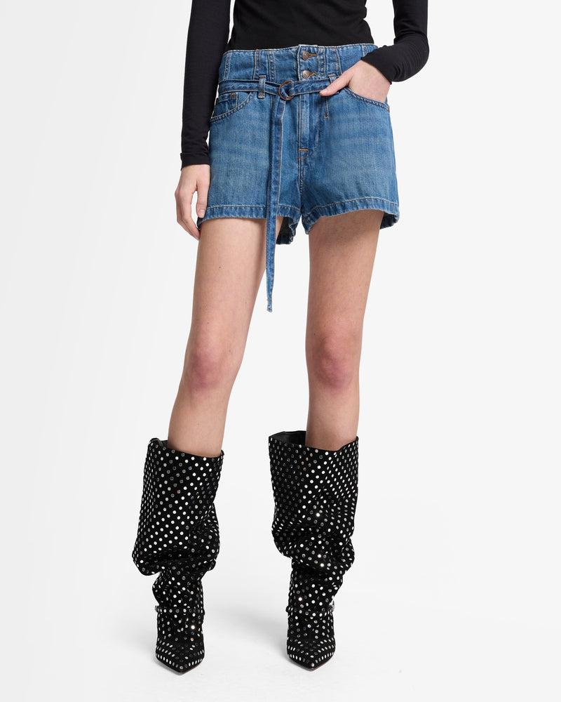 Indigo Linen Belted Short Product Image