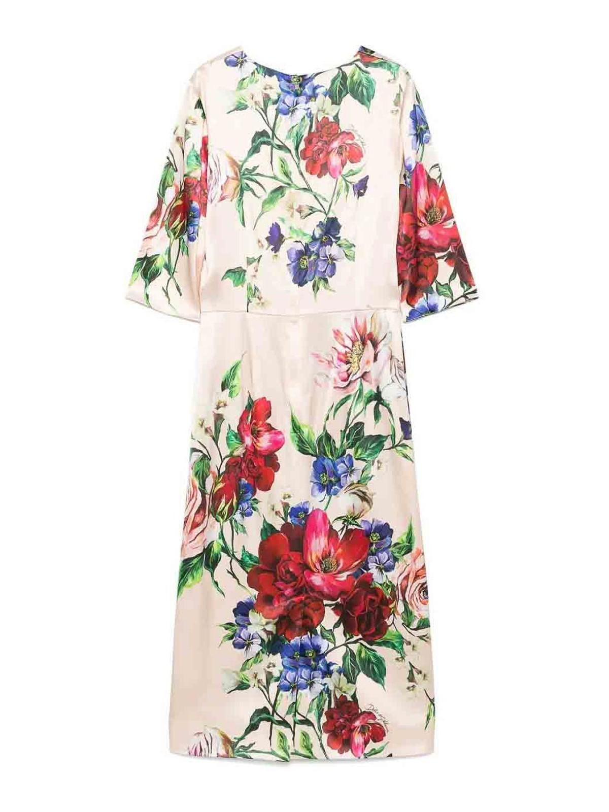 DOLCE & GABBANA Women Flower Print Midi Dress In Neutral Product Image