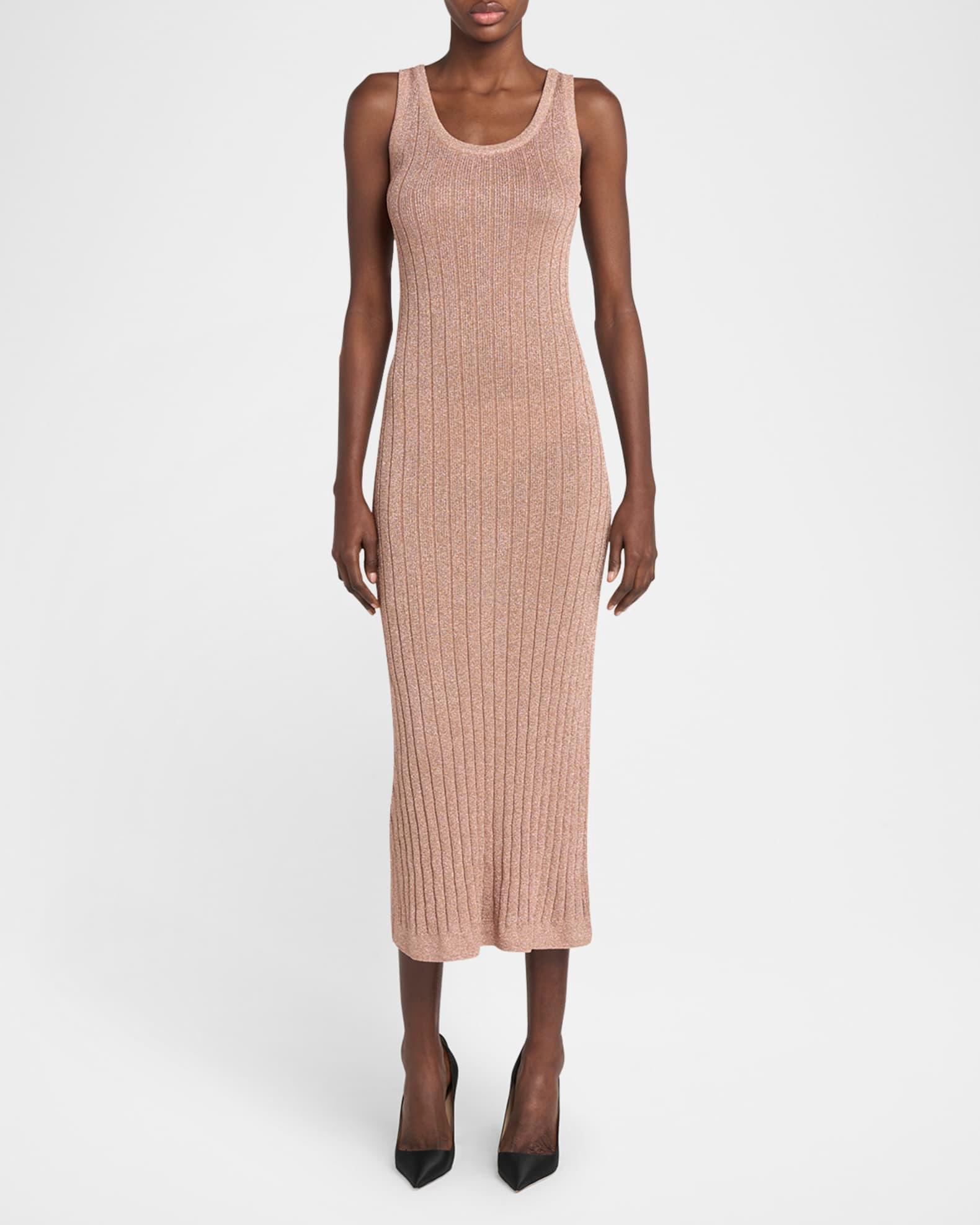 Metallic Rib Knit Sleeveless Midi Dress Product Image