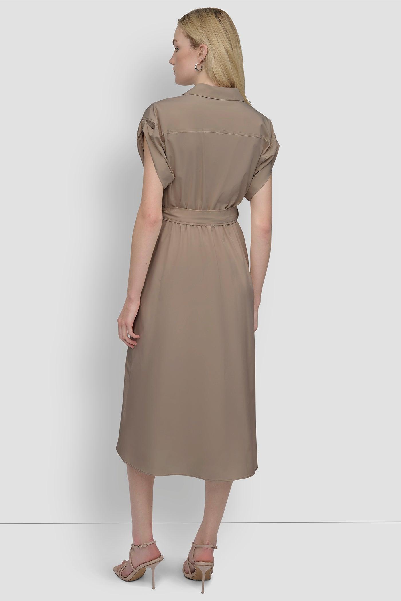 BUTTON-FRONT MIDI COMMUTER DRESS Product Image