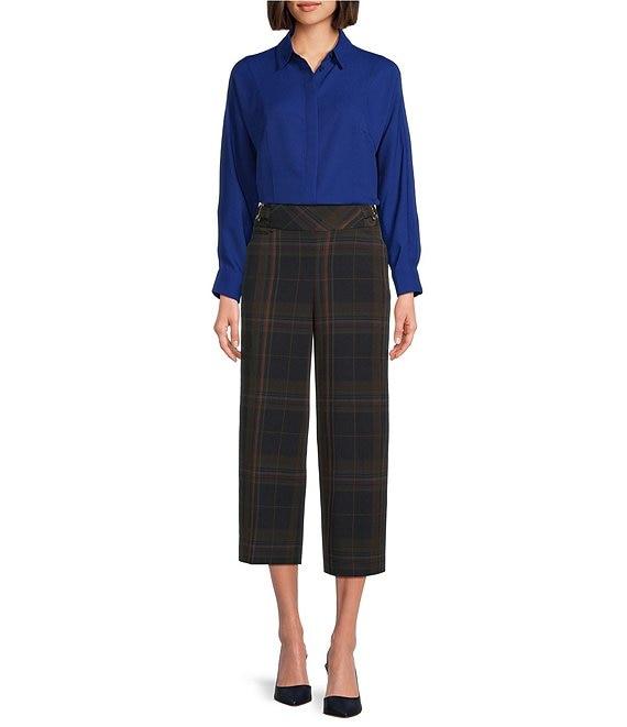 Investments Plaid Park Ave Pull-On Wide Leg Crop Pants Product Image
