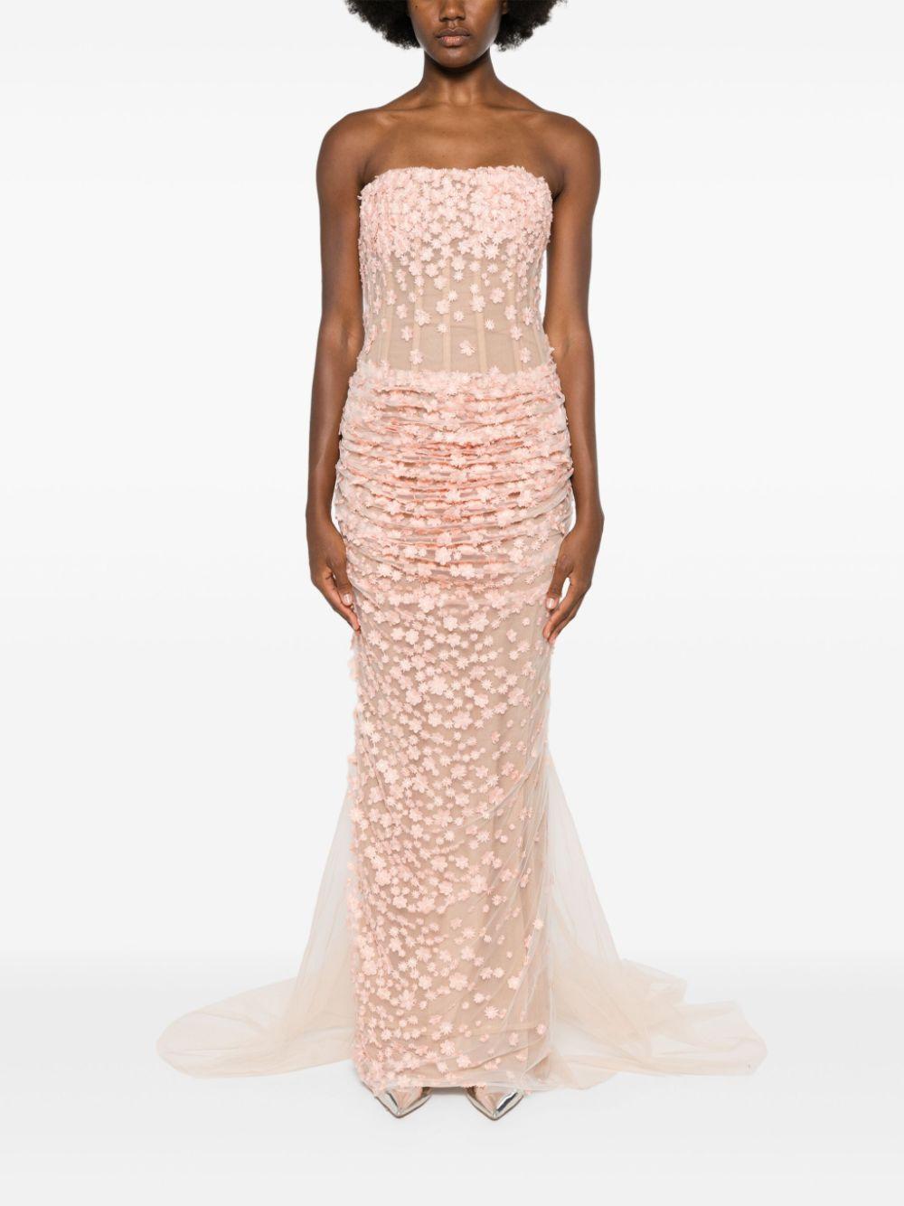 floral-appliqué long corset dress Product Image