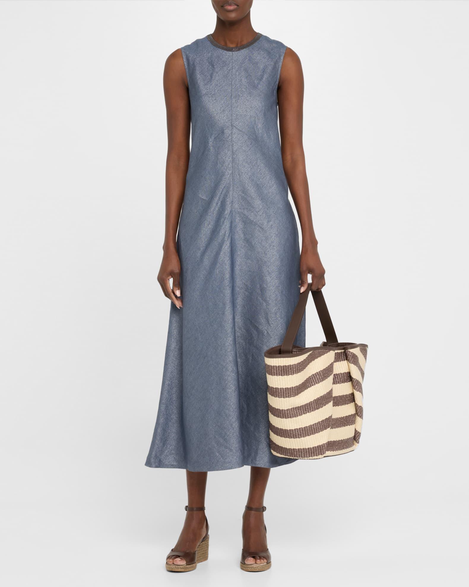 Marine Striped Raffia Tote Bag Product Image