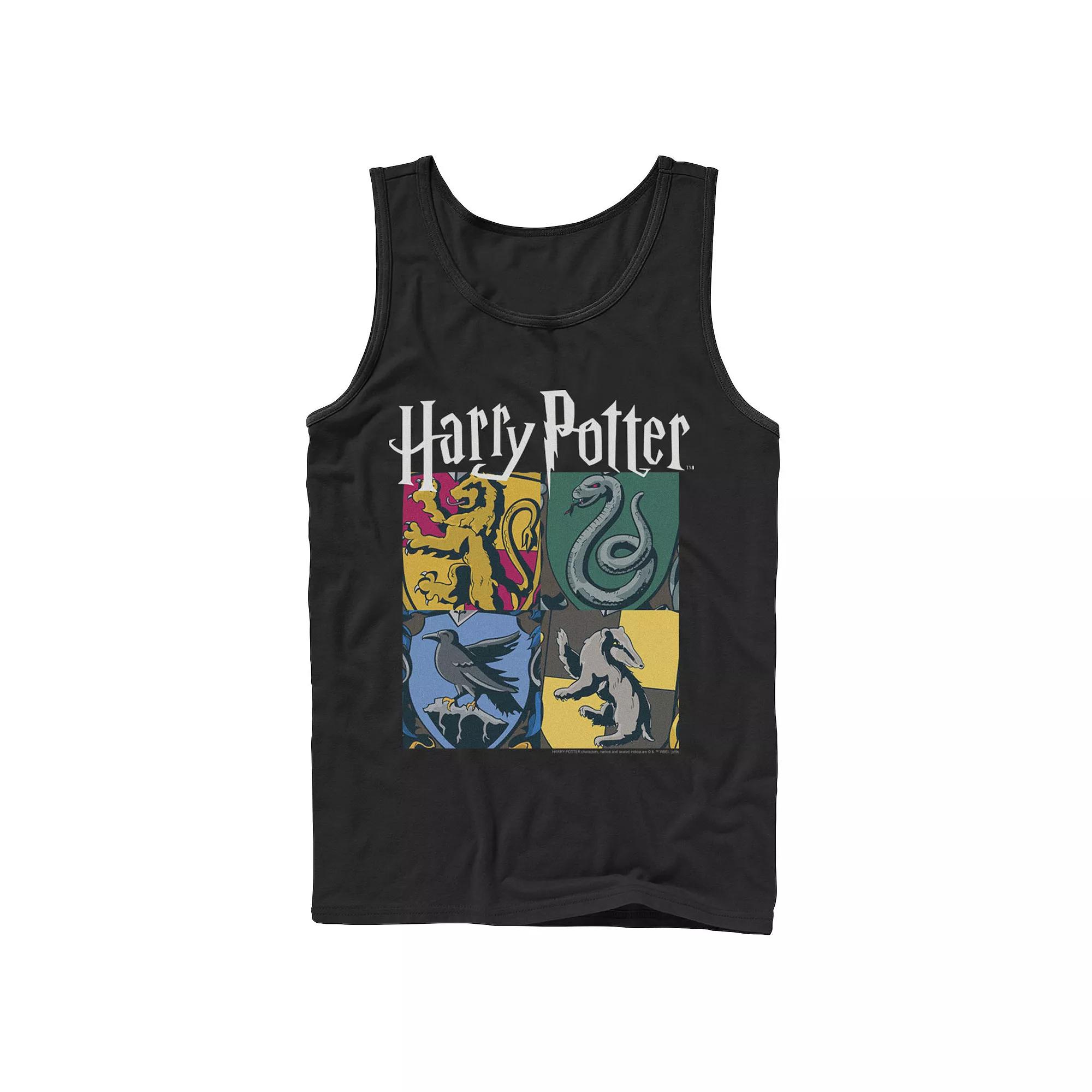 Men's Harry Potter Hogwarts Houses Vintage Collage Tank Top, Size: Large, Black Product Image