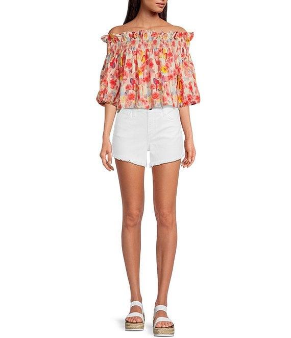 Joe's Jeans Ozzie Fray Cut Off Hem Mid Rise Stretch Denim Shorts Product Image