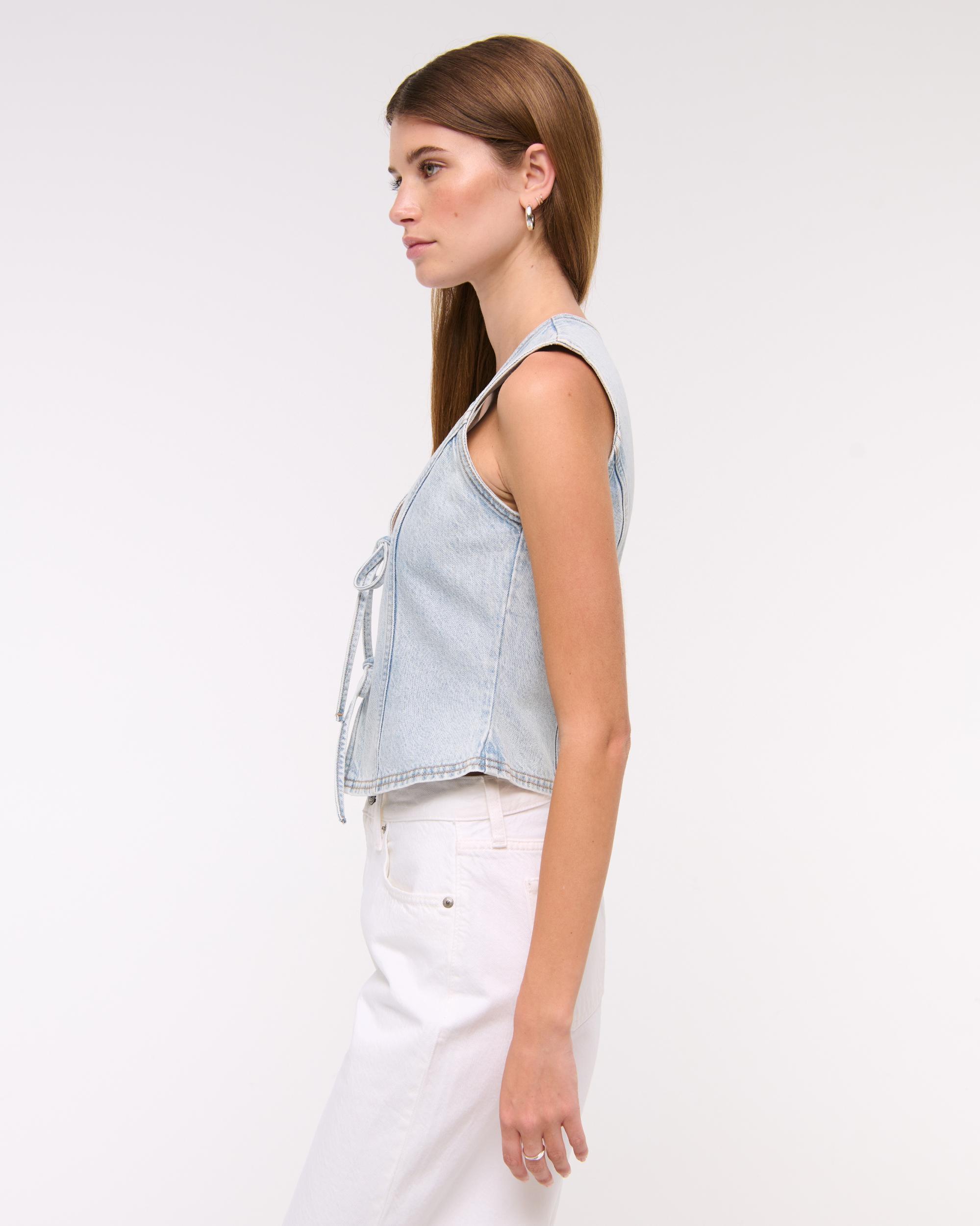Tie-Front Denim Vest Product Image