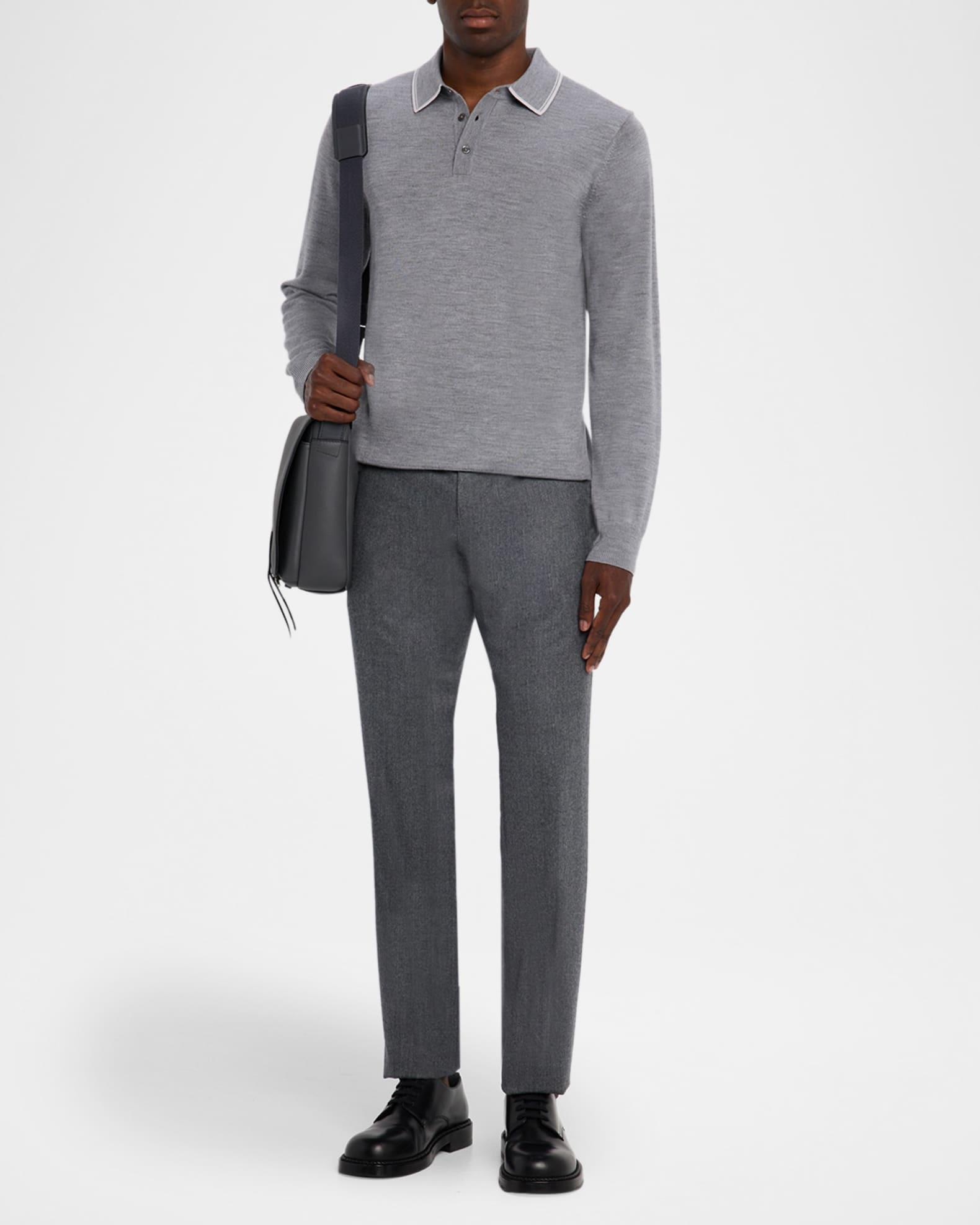 Men's Merino Wool Tipped-Collar Polo Sweater Product Image