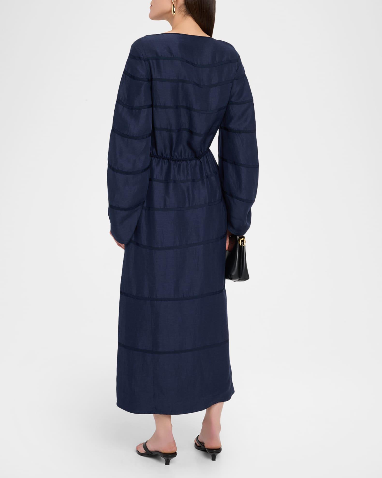 Ribbon Striped Midi Caftan Dress Product Image