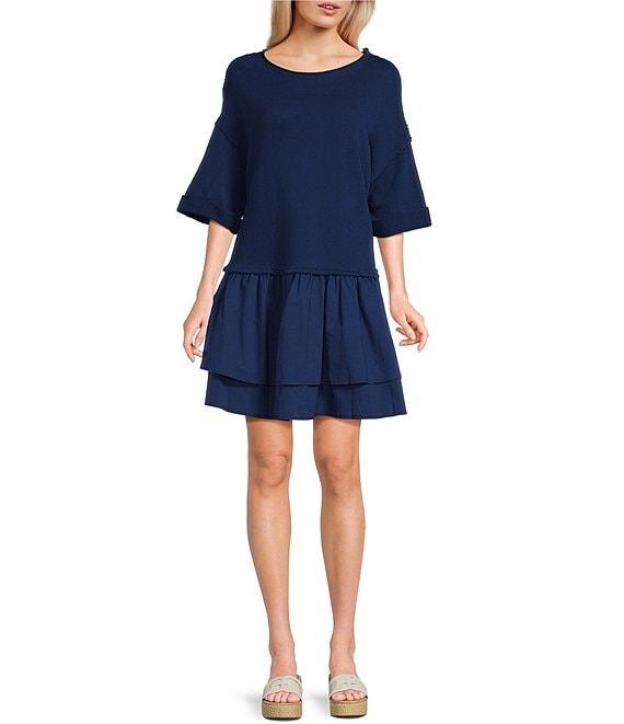 C&V Chelsea & Violet Media Mixed Peplum Dress Product Image