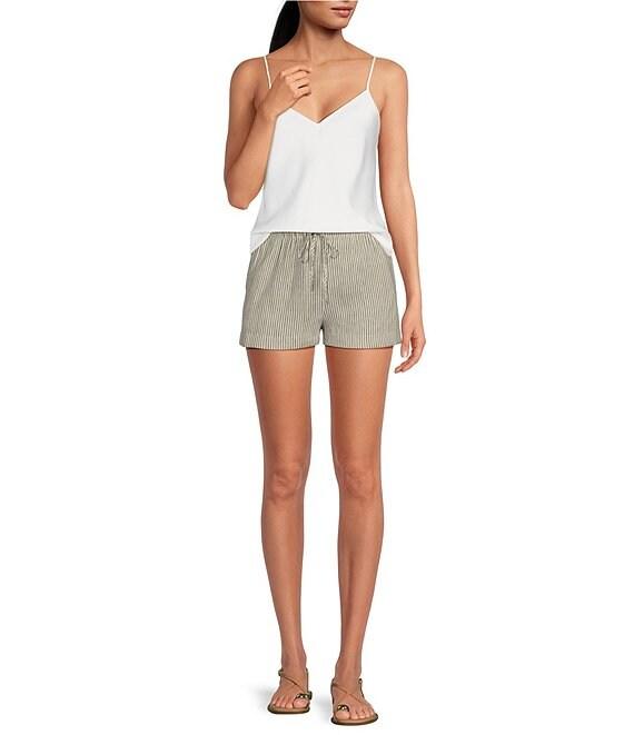 Gianni Bini Renee Stripe Print Linen Drawstring Shorts Product Image