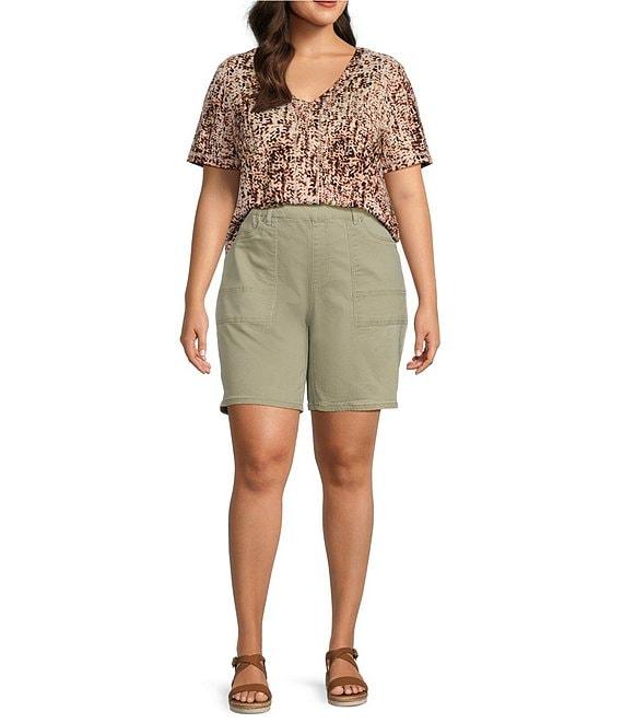 Westbound Plus Size Animal Texture Short Short V-Neck Top Product Image