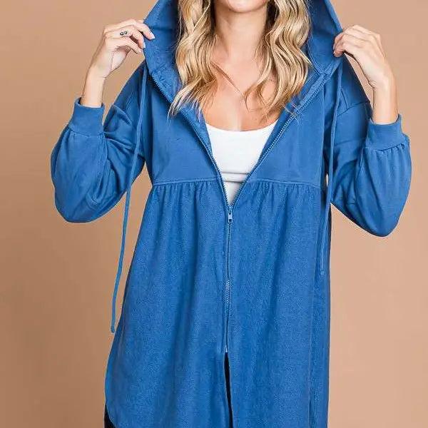 Sunset Oversized Ruching Hoodie Zip Up Top Product Image