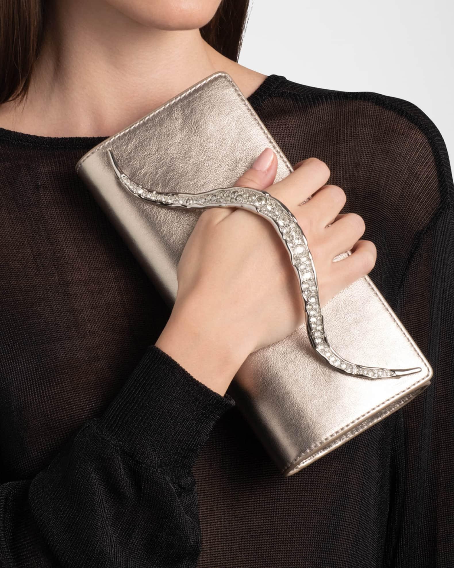 Crystal Curve Metallic Leather Clutch Bag Product Image