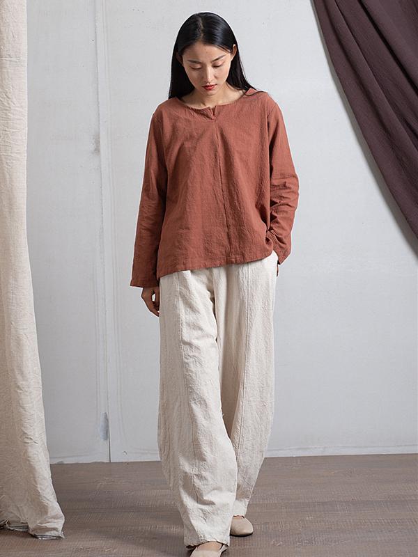 Simple High Waisted Solid Color Wide Leg Pants Product Image