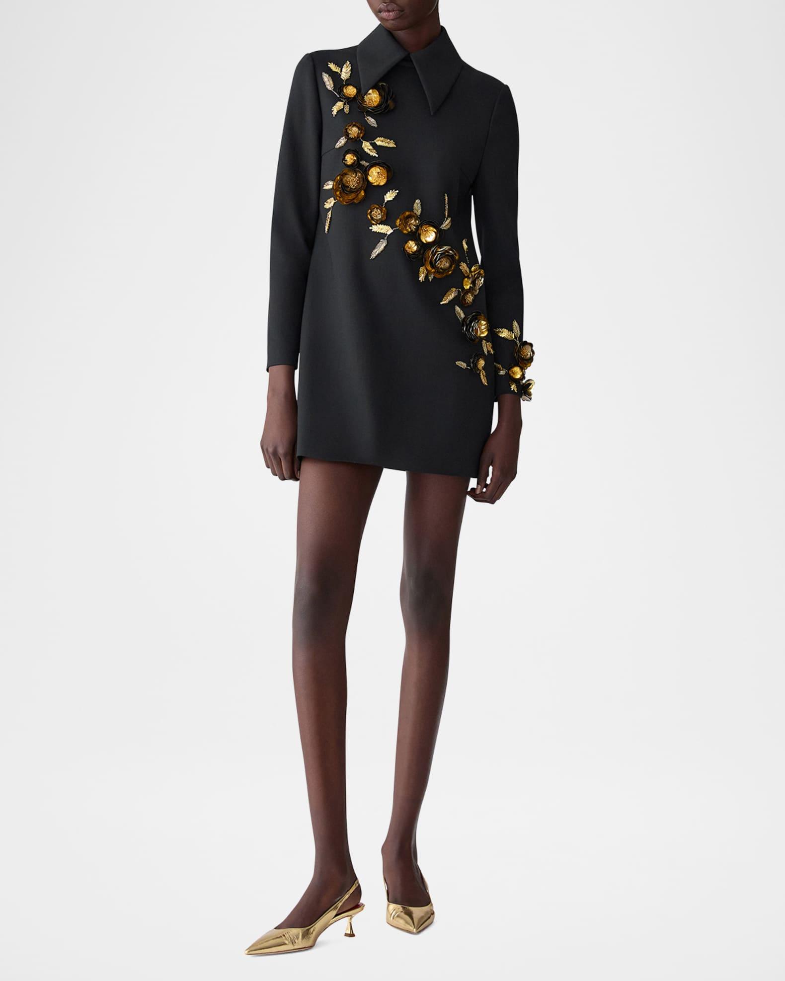 Floral Embellished Wool Shift Dress Product Image