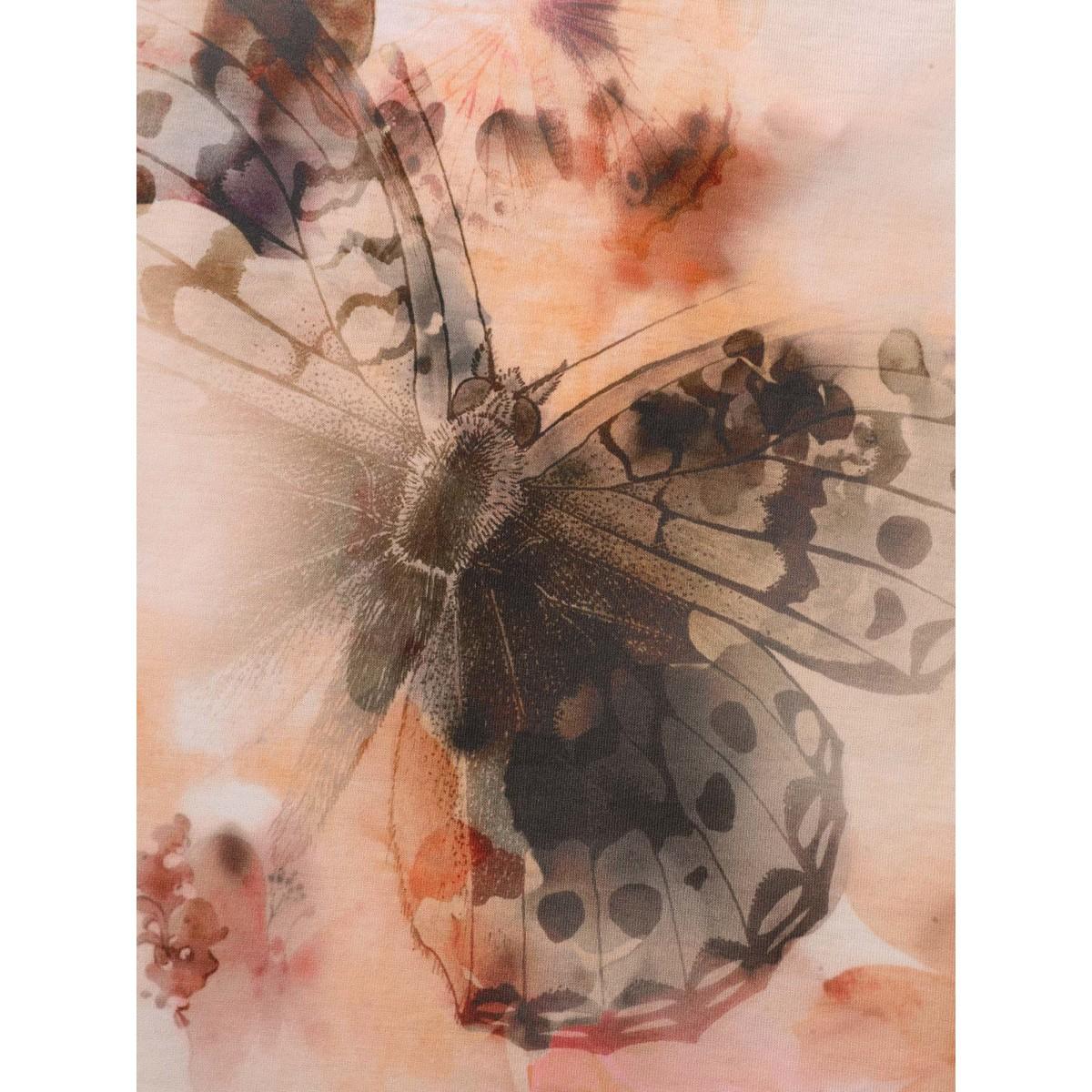 Plus Size Stretchy Butterfly Print V Neck T-Shirt Crepe Women Leisure Non Butterfly V-neck Casual T-shirts BloomChic 26/4X Product Image