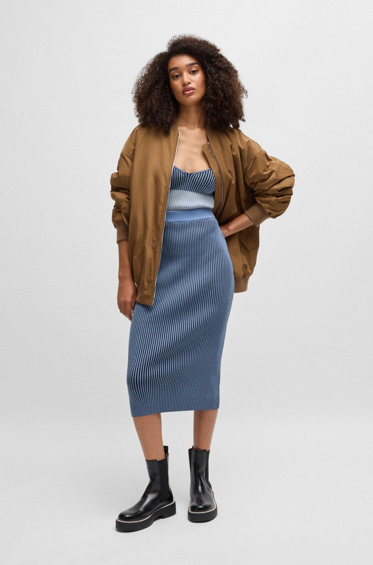 Knitted tube skirt with two-tone rib Product Image