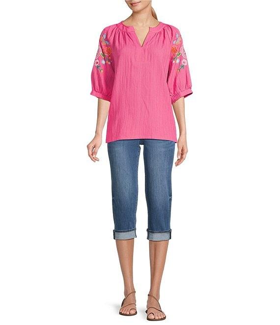 NYDJ Petite Size Marilyn Cuffed Cool Embrace® Lift Tuck® Capri Denim Jeans Product Image