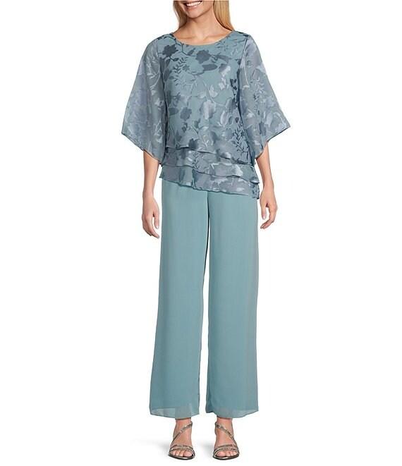 Alex Evenings Wide Leg Mid Rise Chiffon Pants Product Image