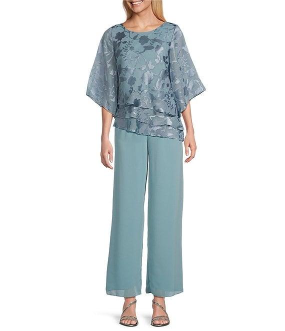 Alex Evenings Wide Leg Mid Rise Chiffon Pants Product Image