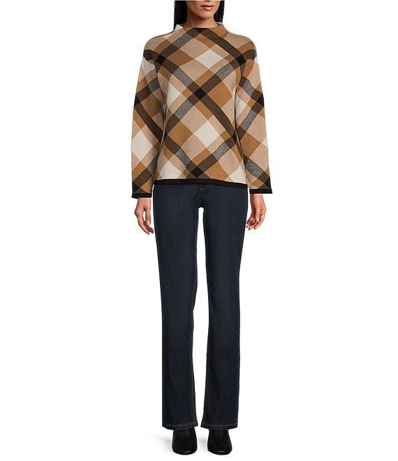 Jones New York Jacquard Mock Neck Long Sleeve Pullover Sweater Product Image