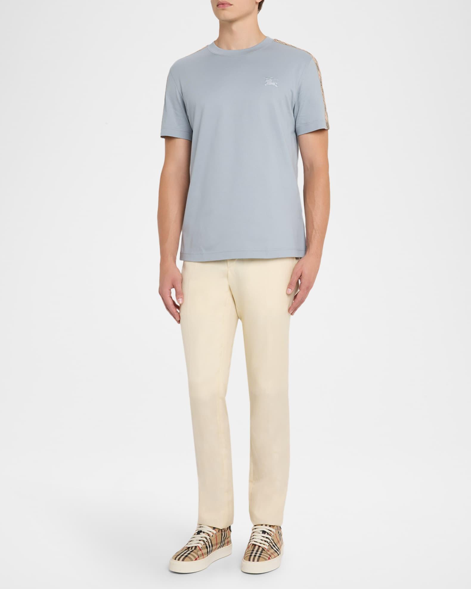 Men's Cotton Check Taping Crewneck T-Shirt Product Image