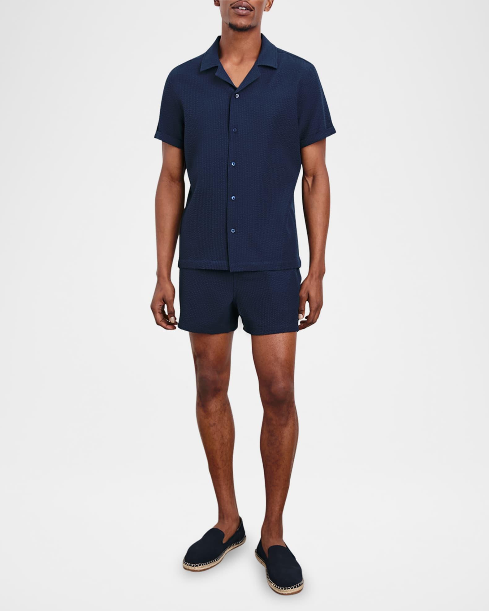 Men's Amalfi Textured Stripe Short-Sleeve Shirt Product Image