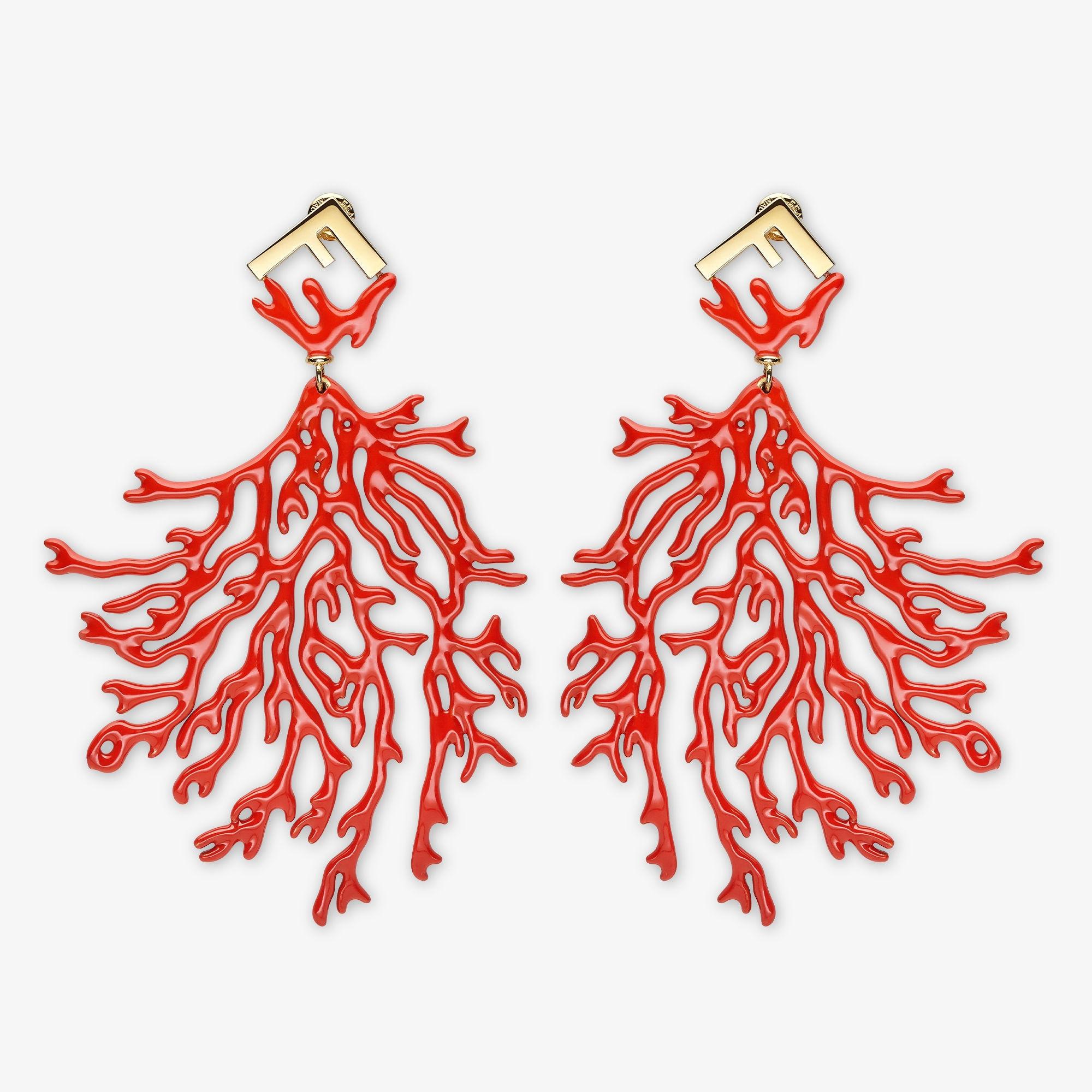 Forever Fendi earringsGold-colored metal and red enamel earrings Product Image
